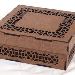 Laser-cut MDF geometric decorative box with removable lid