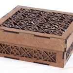 Ornate laser-cut MDF decorative box with removable lid