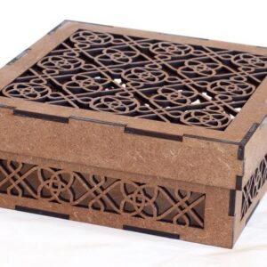 Ornate laser-cut MDF decorative box with removable lid