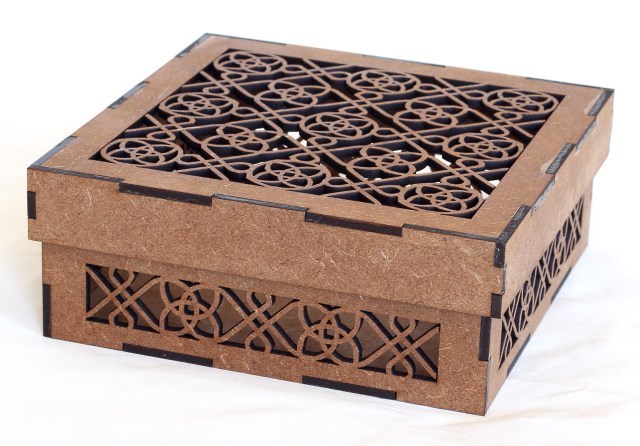 Ornate decorative box with removable lid Ornate laser-cut MDF decorative box with removable lid