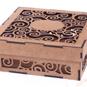 Swirl laser-cut MDF decorative box