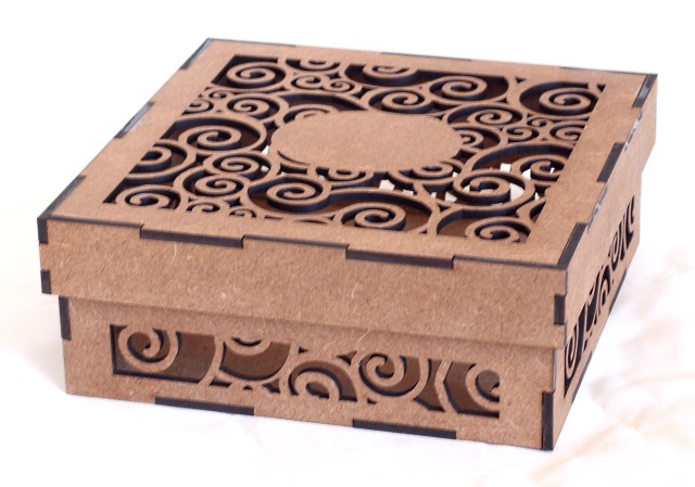 Swirl decorative box Swirl laser-cut MDF decorative box