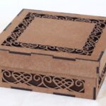 Scrollwork laser-cut MDF decorative box with removable lid