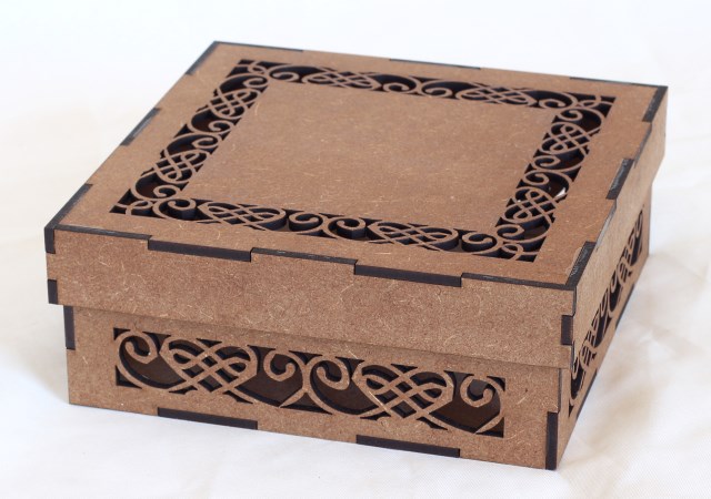 Scrollwork decorative box Scrollwork laser-cut MDF decorative box with removable lid