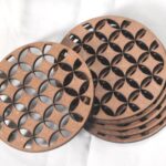 Laser-cut geometric MDF coaster set