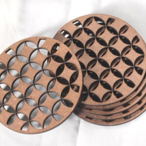 Laser-cut geometric MDF coaster set