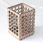 Octagonal laser-cut MDF T-light candle holder