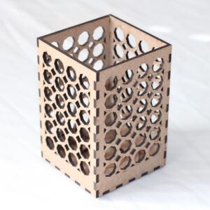 Octagonal laser-cut MDF T-light candle holder
