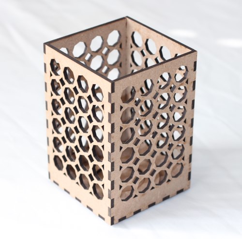 Tall geometric laser-cut octagonal T-light holder Octagonal laser-cut MDF T-light candle holder