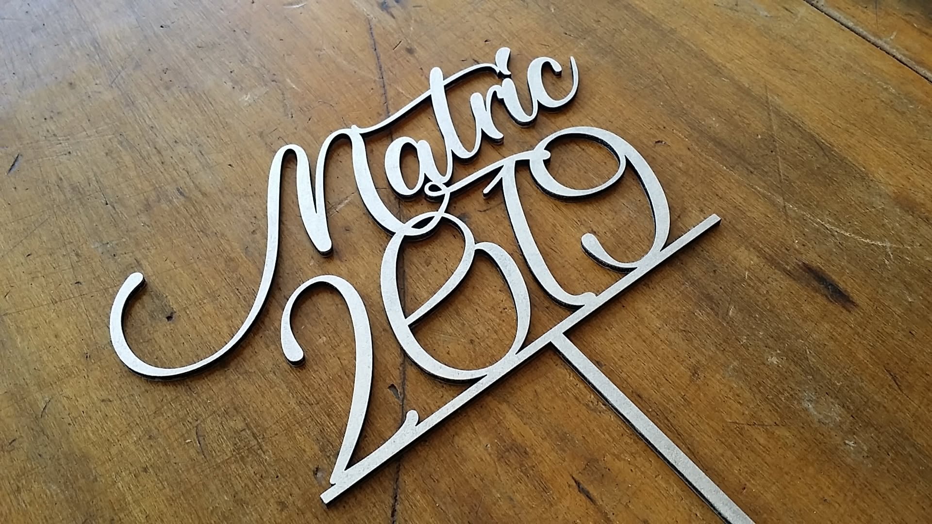 cake topper1 Personalised laser-cut Matric cake topper example